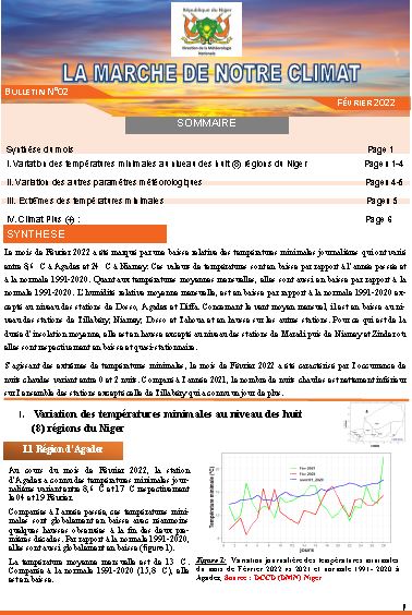 Bulletin climatique mensuel du mois d'avril 2022 élaboré à la Direction de la Météorologie National (DMN) du Niger